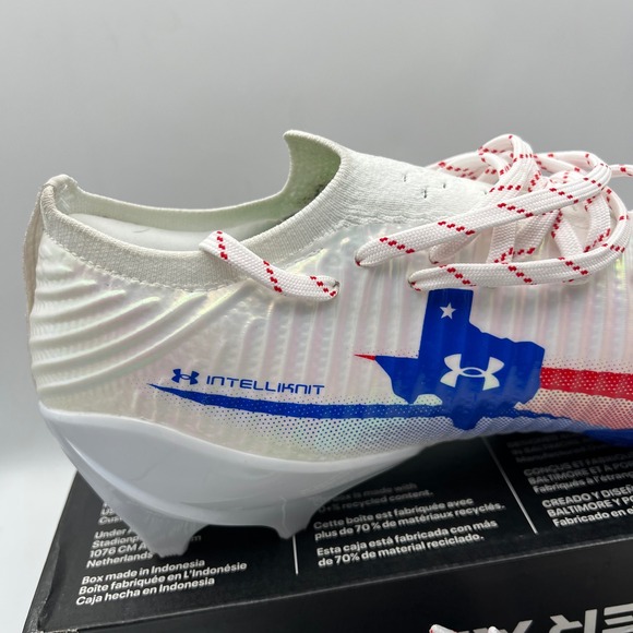 Under Armour Blur Pro TX Football Cleats Mens 12 White Red Blue‎ Texas Edition main image 5